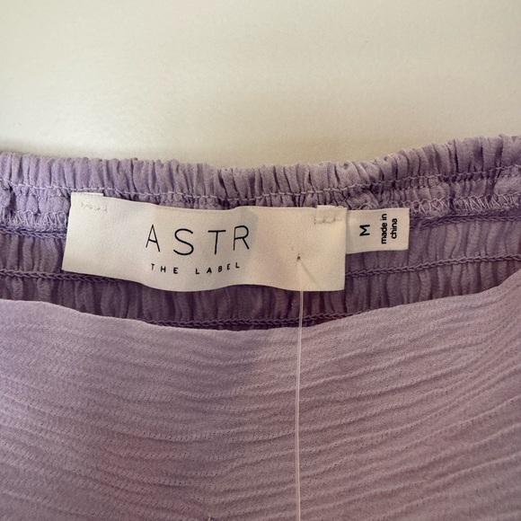 Astr The Label Women's Puff Lantern Sleeve Top Sz M Pale‎ Purple Ruched Back NWT - Picture 9 of 13